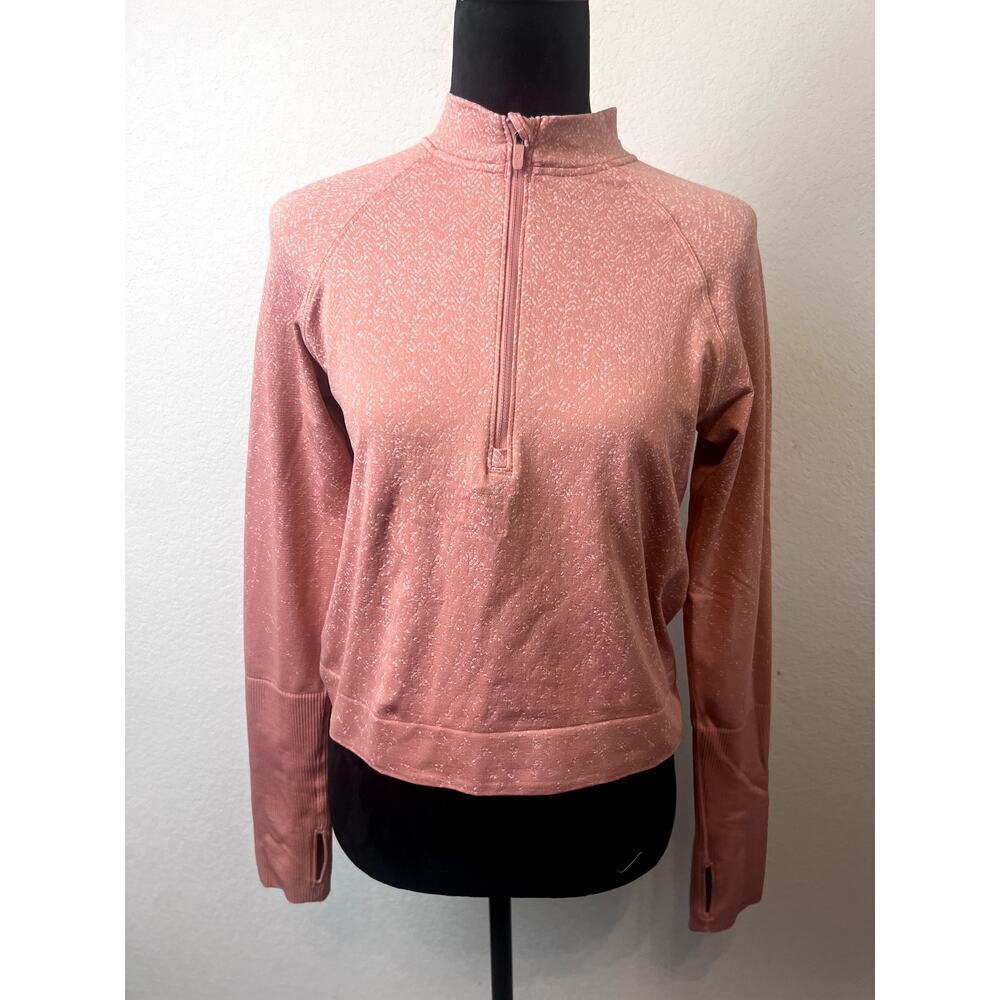 Lululemon Rest Less Cropped Half Zip Pink Savannah White Size 6